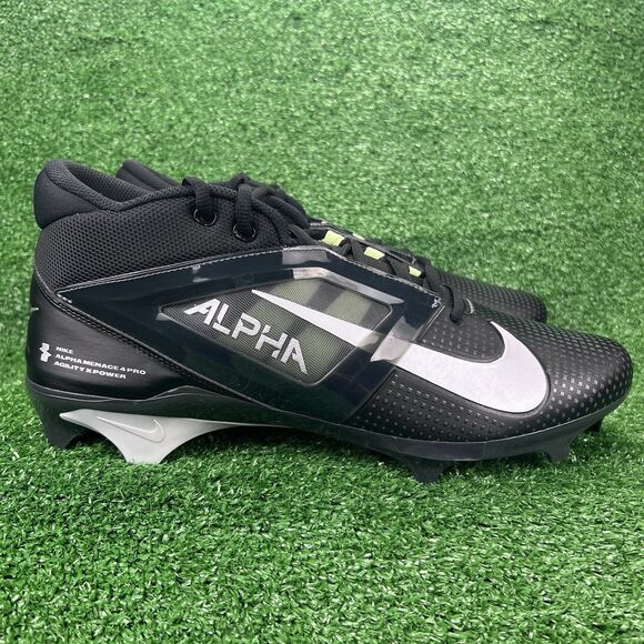 Nike 2024 Alpha Menace 4 Pro Mens 14 Football Cleats Black/Smoke Grey FD7037-001 - Picture 3 of 17